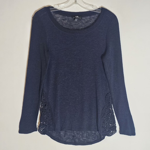 I. N. San Francisco Sweaters - I.N. San Francisco Sweater Womens Small Navy Blue Crochet Hem Lightweight Top S